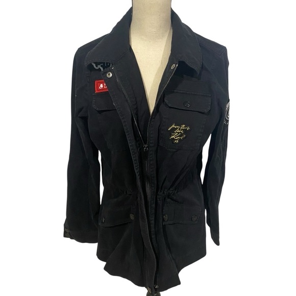 Karl Lagerfeld Women’s Logo Patch Utility Jacket Black Size Medium - Picture 2 of 14